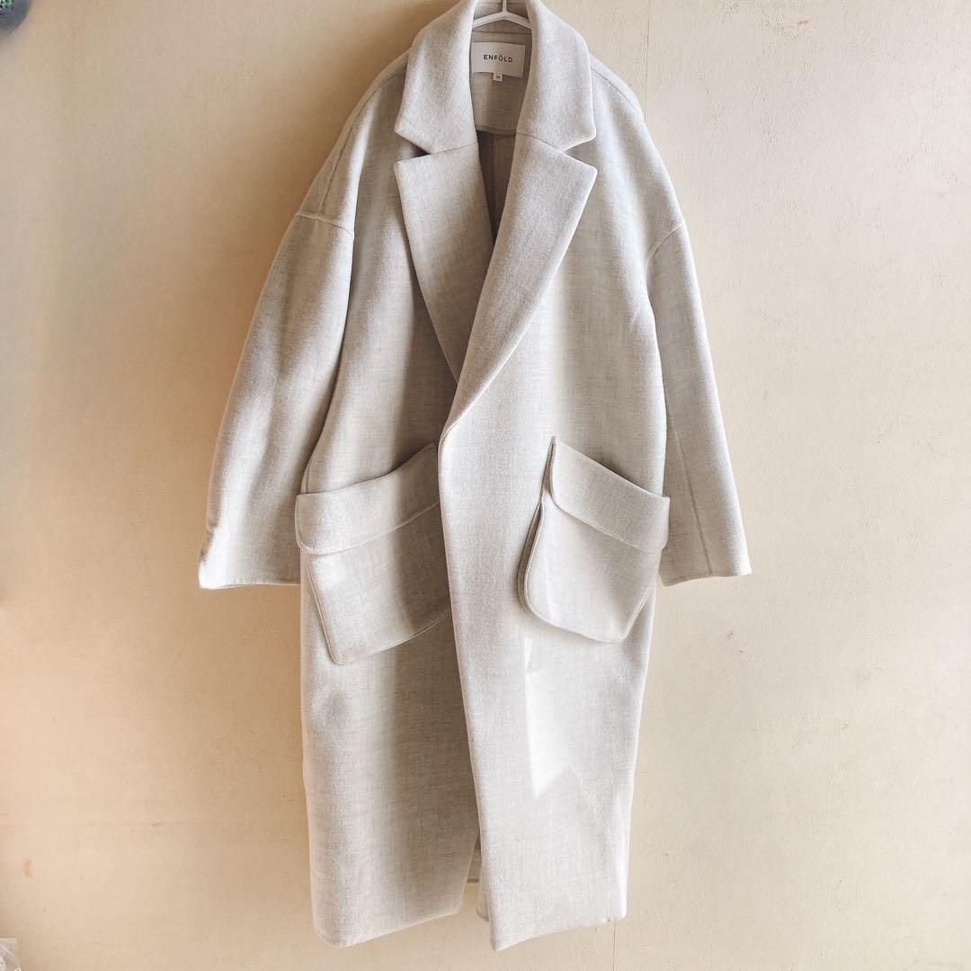 【美品】エンフォルド ダブルフェイス 立体ポケット オーバーサイズロングコート