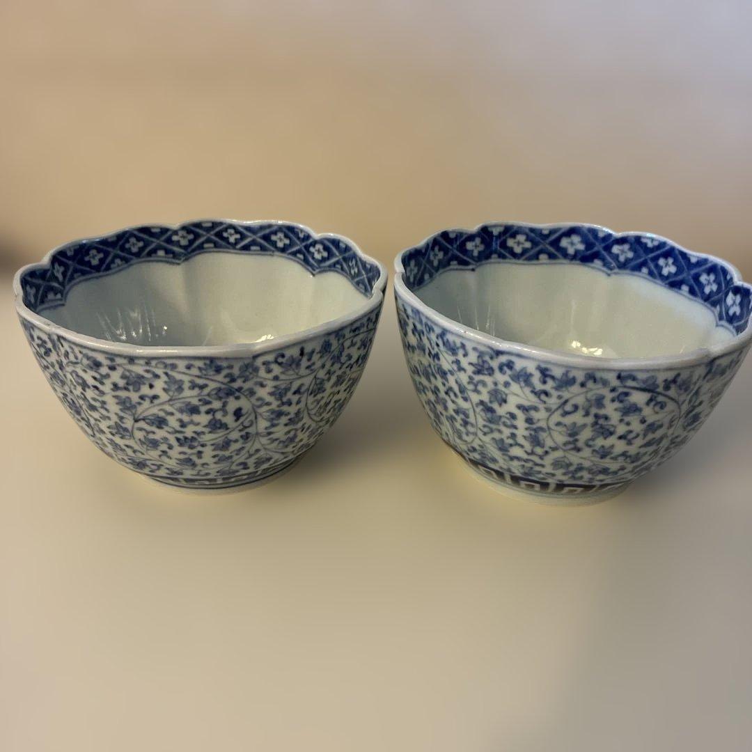 最終値下げ　古伊万里　花唐草　向付　2客