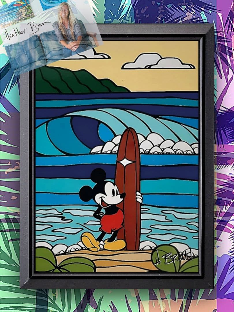 ヘザーブラウン・サーフミッキー【A4サイズ写真ポスターフレーム付き５点セット】