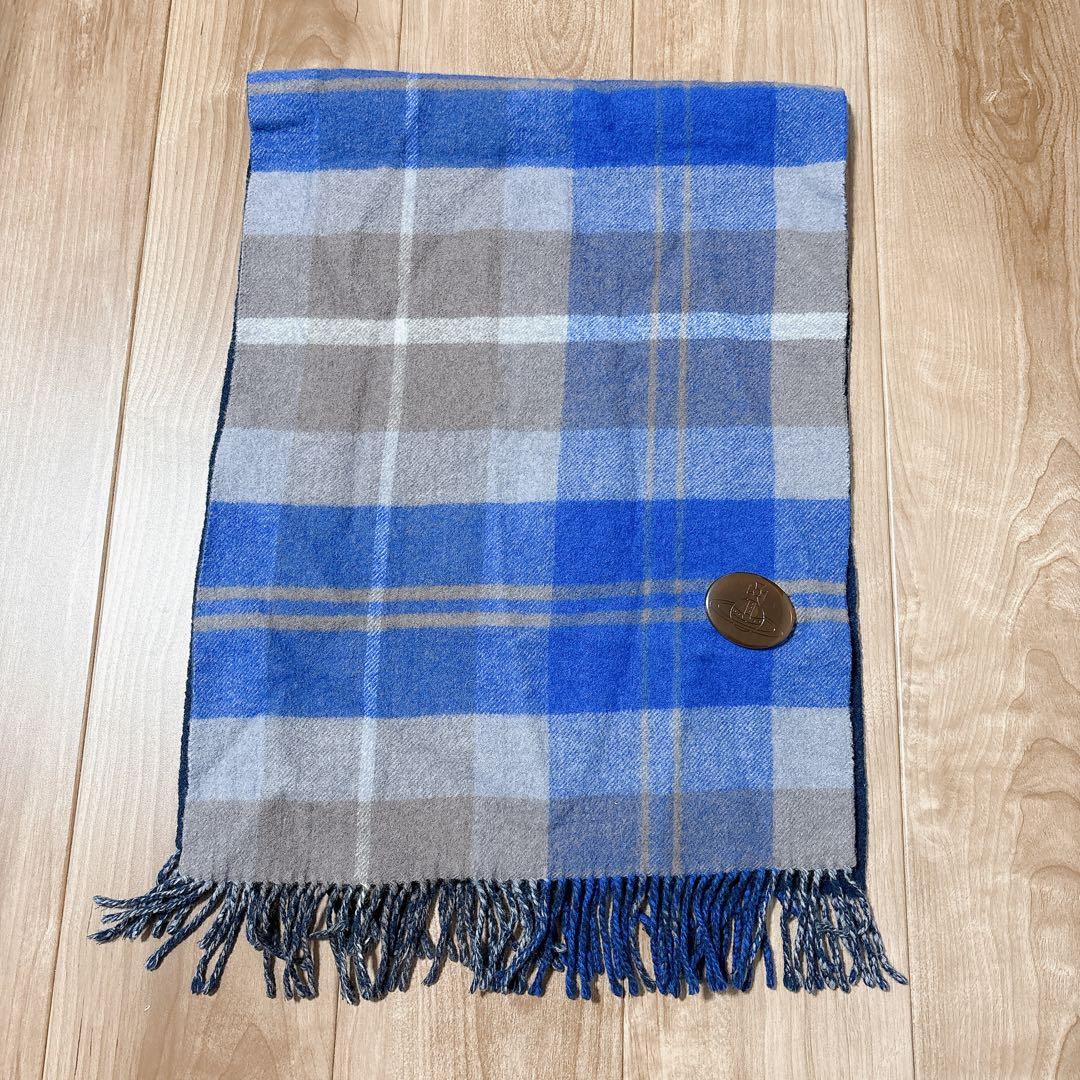 ヴィヴィアンウエストウッド ストール リバーシブル ネイビー チェック マフラー