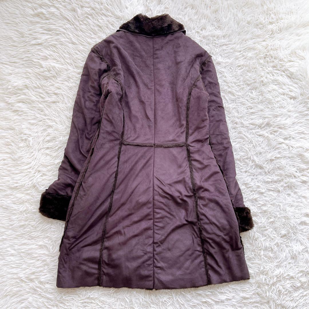 【美品】マックスマーラ ロングコート ムートン風 ファー スエード 大きいサイズ