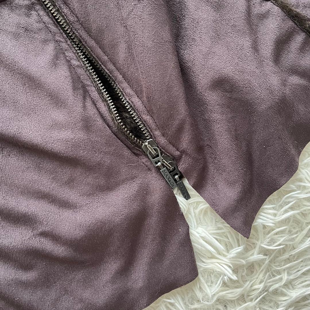 【美品】マックスマーラ ロングコート ムートン風 ファー スエード 大きいサイズ