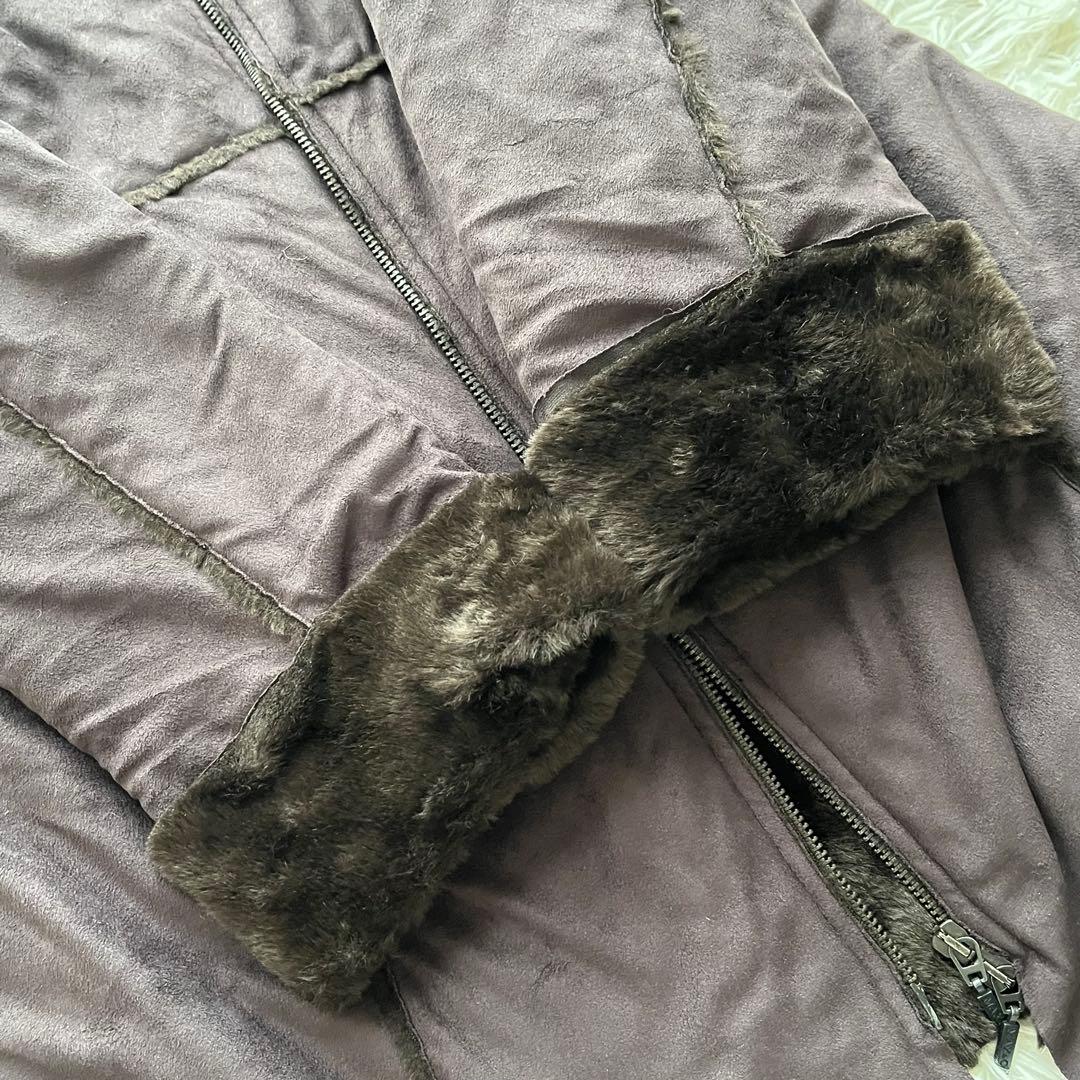 【美品】マックスマーラ ロングコート ムートン風 ファー スエード 大きいサイズ