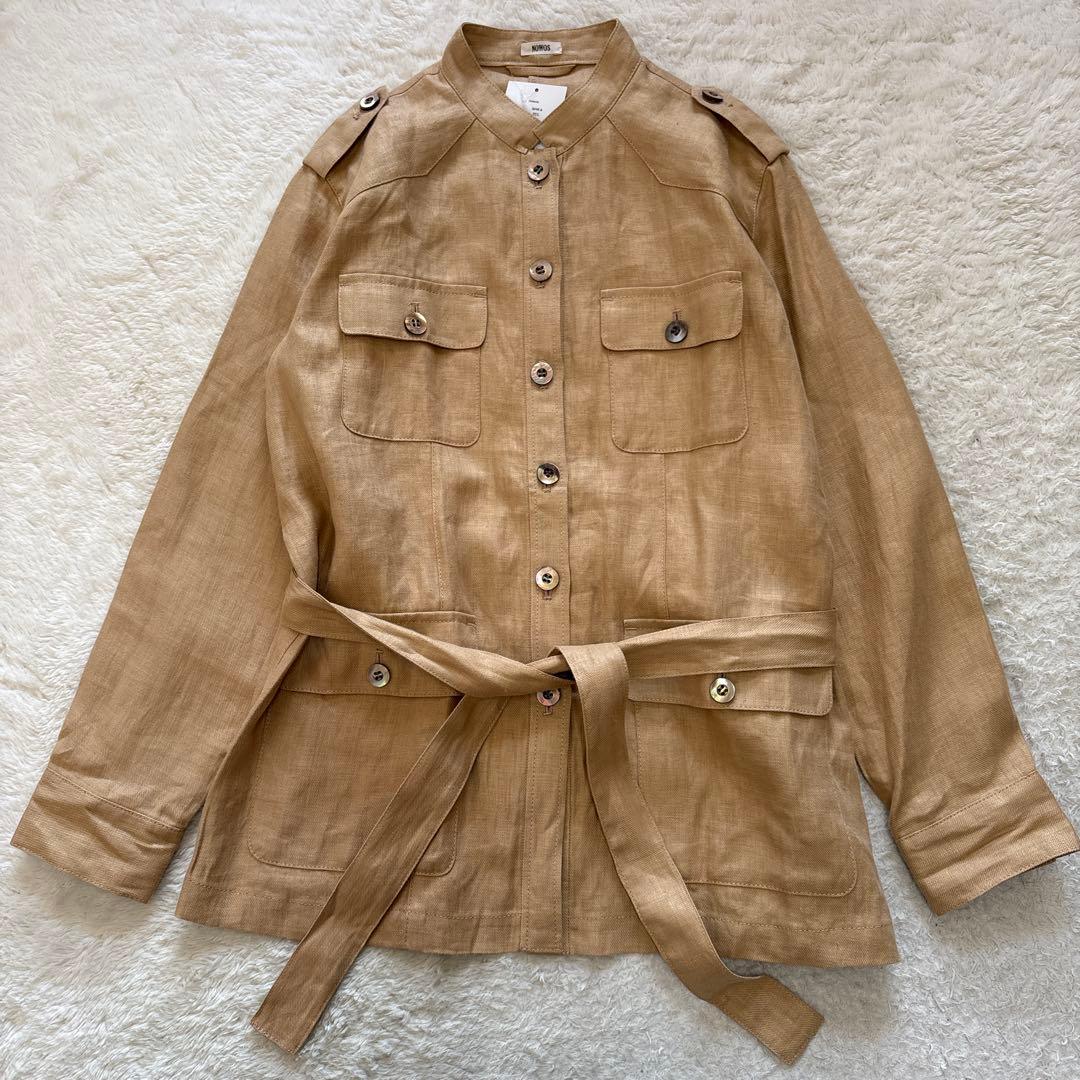 【未使用タグ付】nowos｜リネンサファリジャケット　ベージュ
