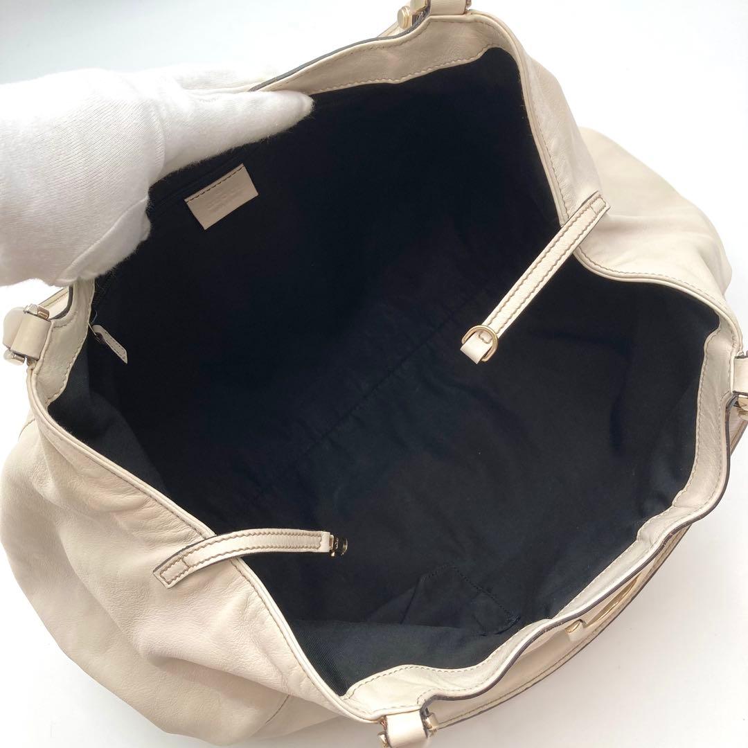 ふぉん✨GUCCI アビー トートバッグ 本革 アイボリー 大容量 ロゴ