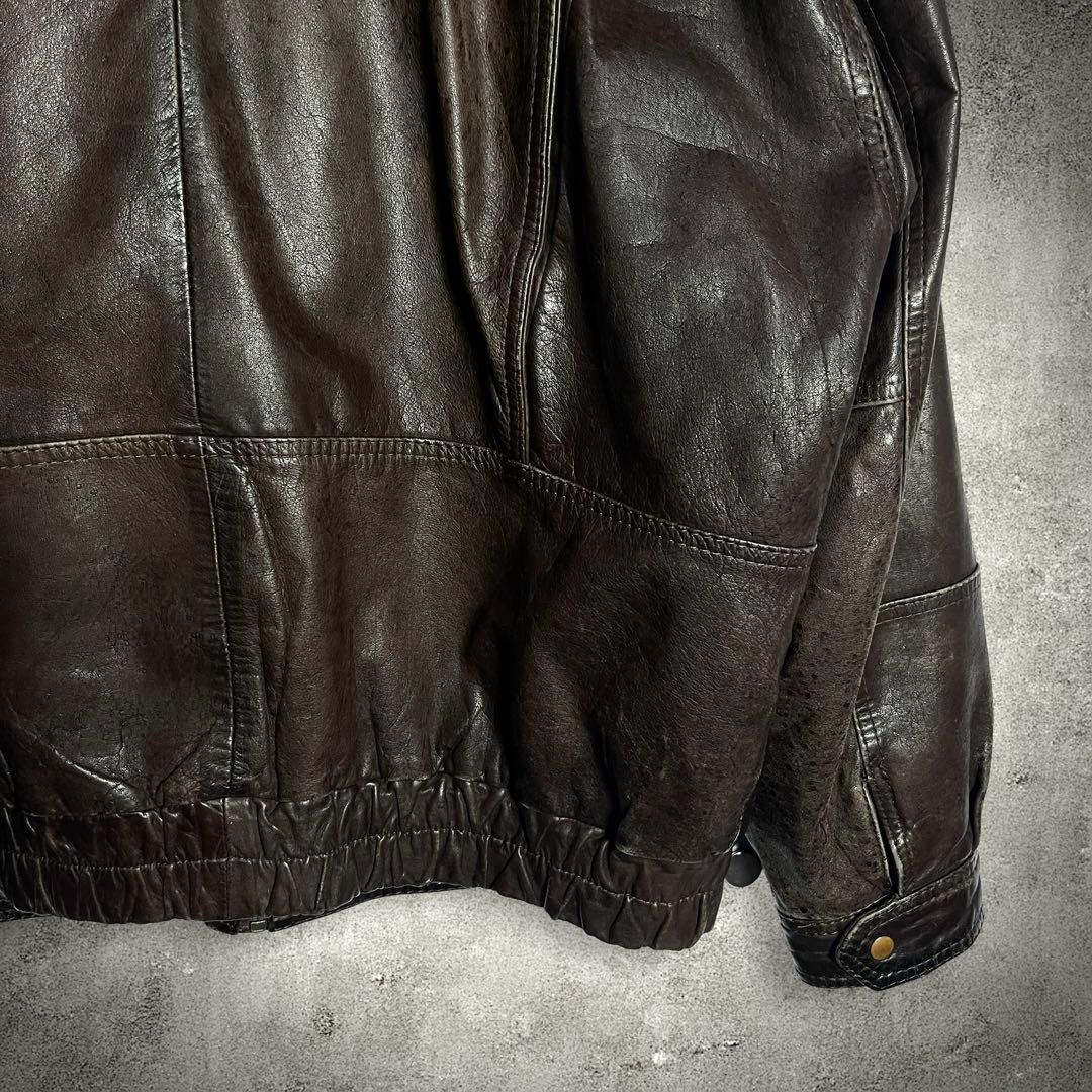 2点まとめ、ヴィンテージ A-2 フライトジャケット レザー XL相当 ブラウン