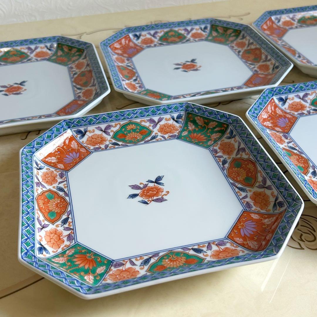 三洋陶器　龍峰窯　金彩古伊万里　和皿揃　5枚セット　中皿　八角皿　色絵　盛皿大皿