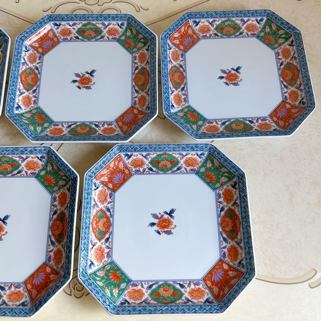 三洋陶器　龍峰窯　金彩古伊万里　和皿揃　5枚セット　中皿　八角皿　色絵　盛皿大皿