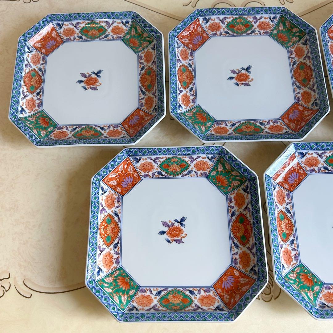 三洋陶器　龍峰窯　金彩古伊万里　和皿揃　5枚セット　中皿　八角皿　色絵　盛皿大皿