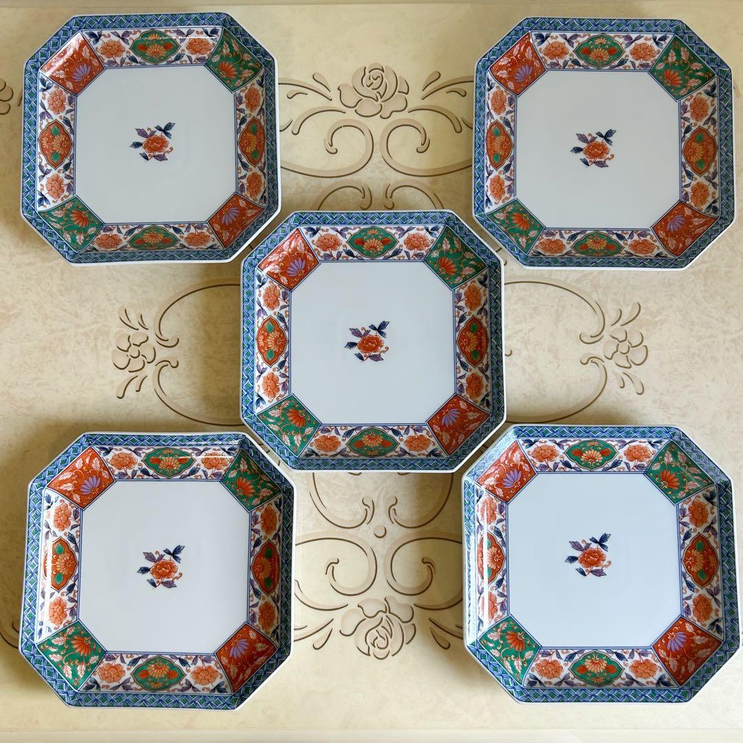 三洋陶器　龍峰窯　金彩古伊万里　和皿揃　5枚セット　中皿　八角皿　色絵　盛皿大皿