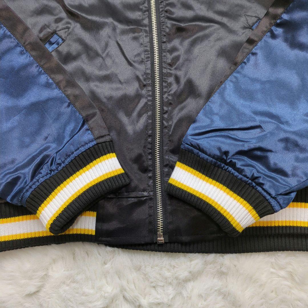 新品 タグ付 抜刀娘 スカジャン リバーシブル 刺繍 花柄 青黒 絡繰魂 XL