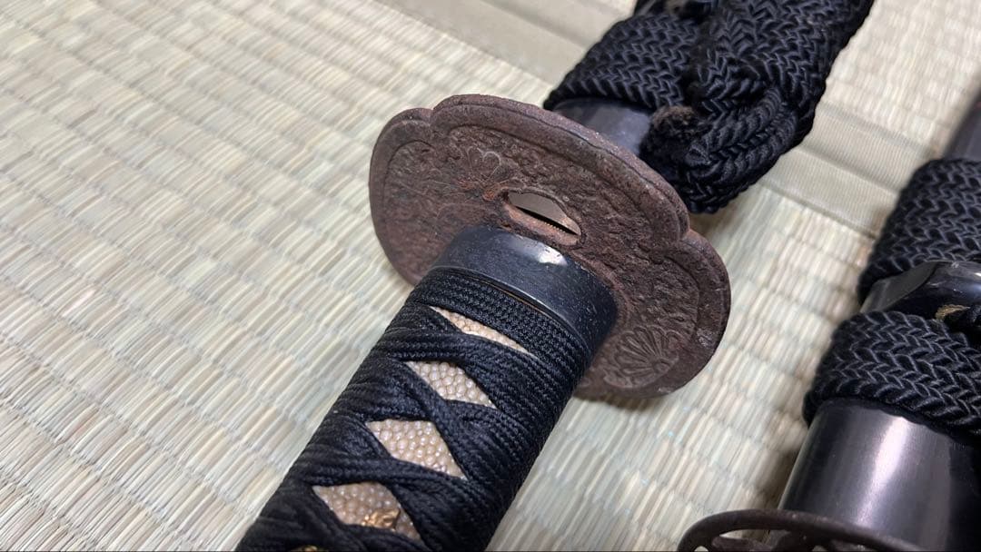 半太刀 真剣拵え 蝶 竹光 模造刀 居合刀 牡丹 小柄 本鮫皮 大小 金雲龍目貫