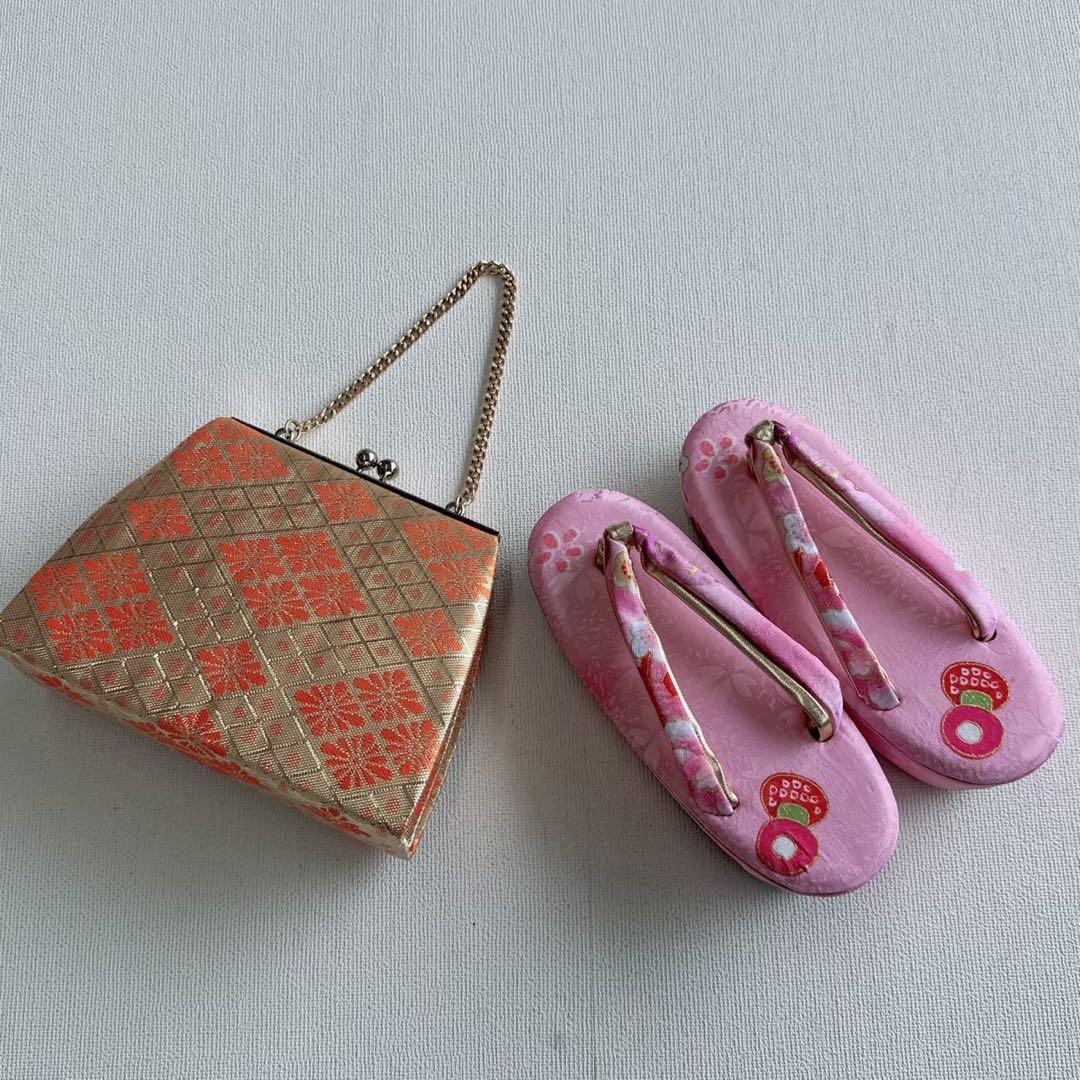 昭和レトロ　フルセット　七五三　７歳　女の子　孔雀羽　赤袋帯　簡単半衿　7083