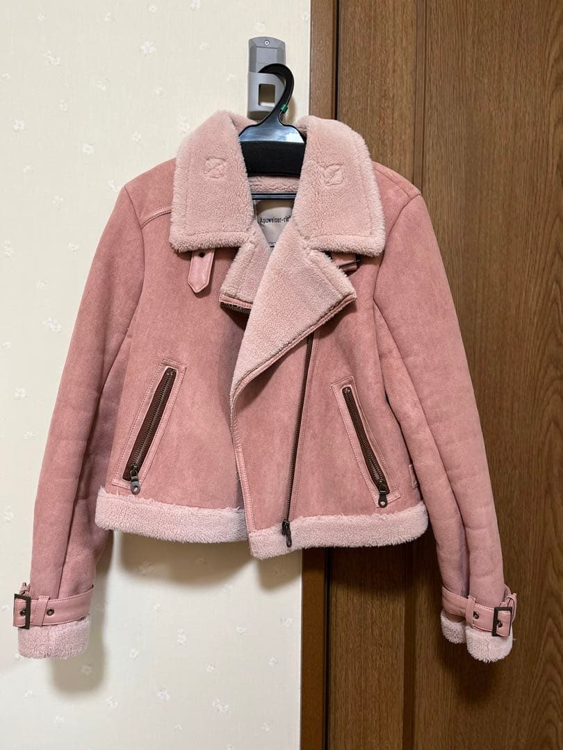 美品　アプワイザーリッシェ　ボアムートンライダースジャケット　ピンク