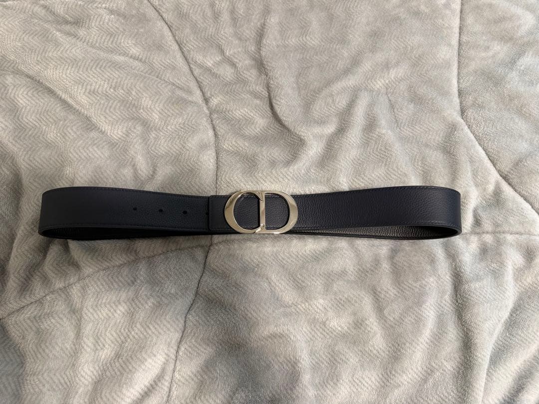 【markn】Dior 黒レザーベルト Dロゴバックル