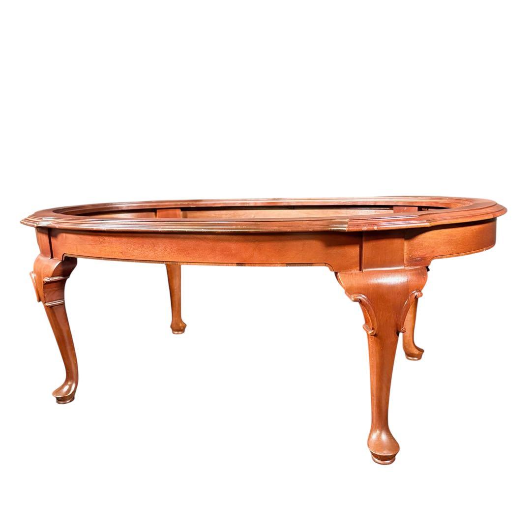 HR783 ETHAN ALLEN ガラストップテーブル　猫脚　コーヒーテーブル