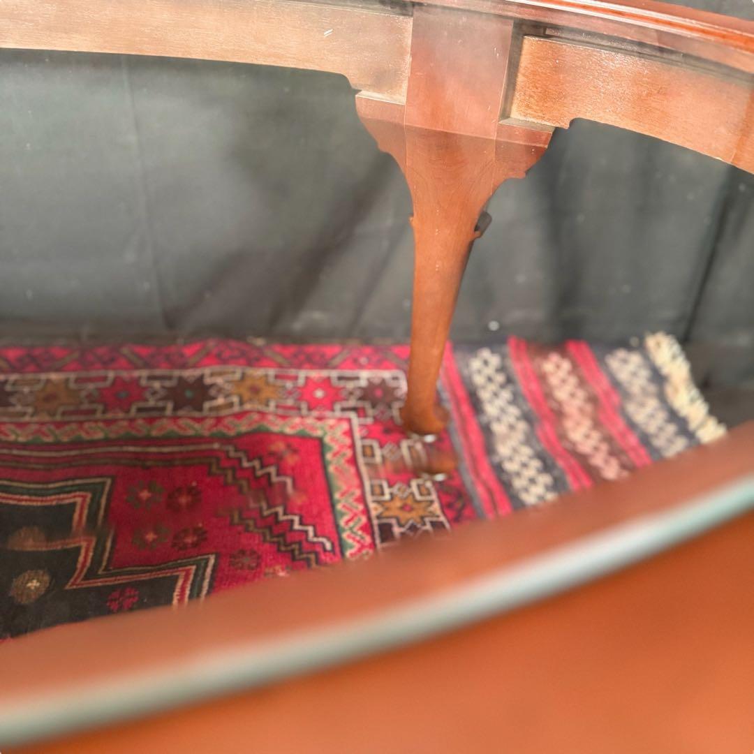 HR783 ETHAN ALLEN ガラストップテーブル　猫脚　コーヒーテーブル