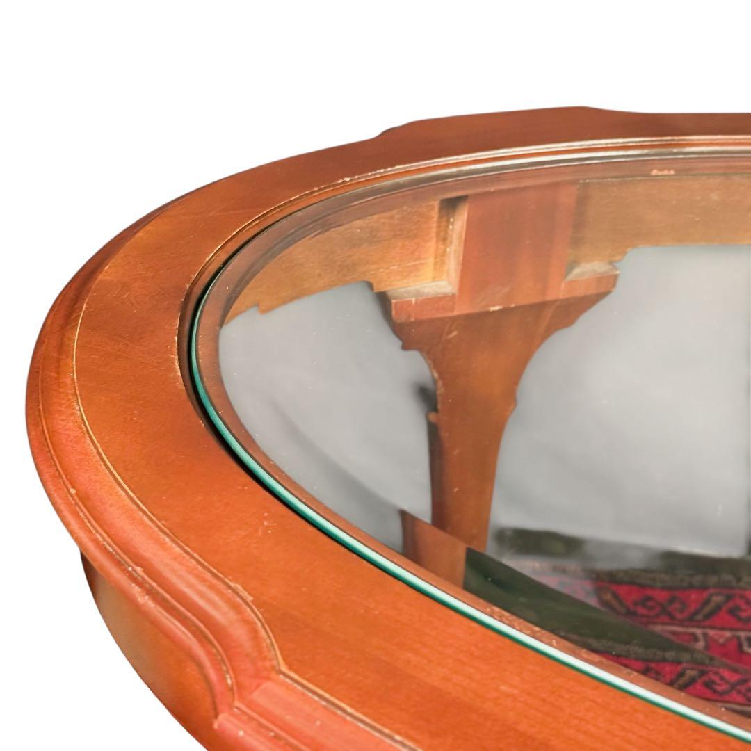 HR783 ETHAN ALLEN ガラストップテーブル　猫脚　コーヒーテーブル