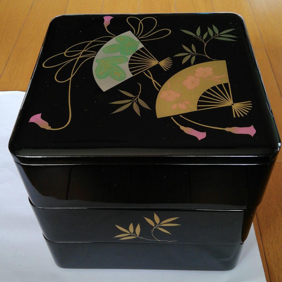 【新品未使用】越前塗　前面蒔絵付　御重箱