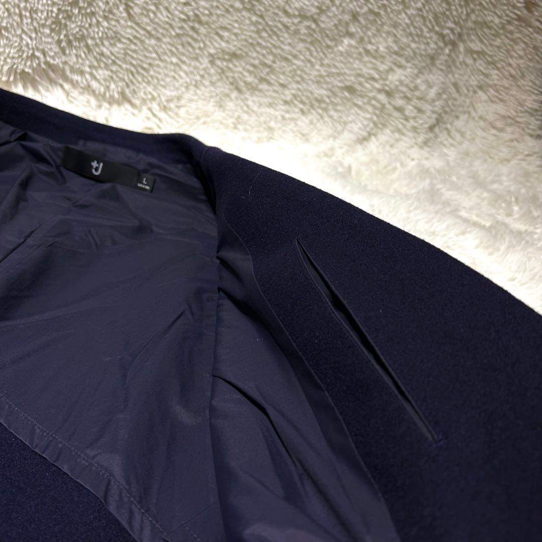 未使用級✨】UNIQLO＋J ウールブレンドチェスターコート L ネイビー