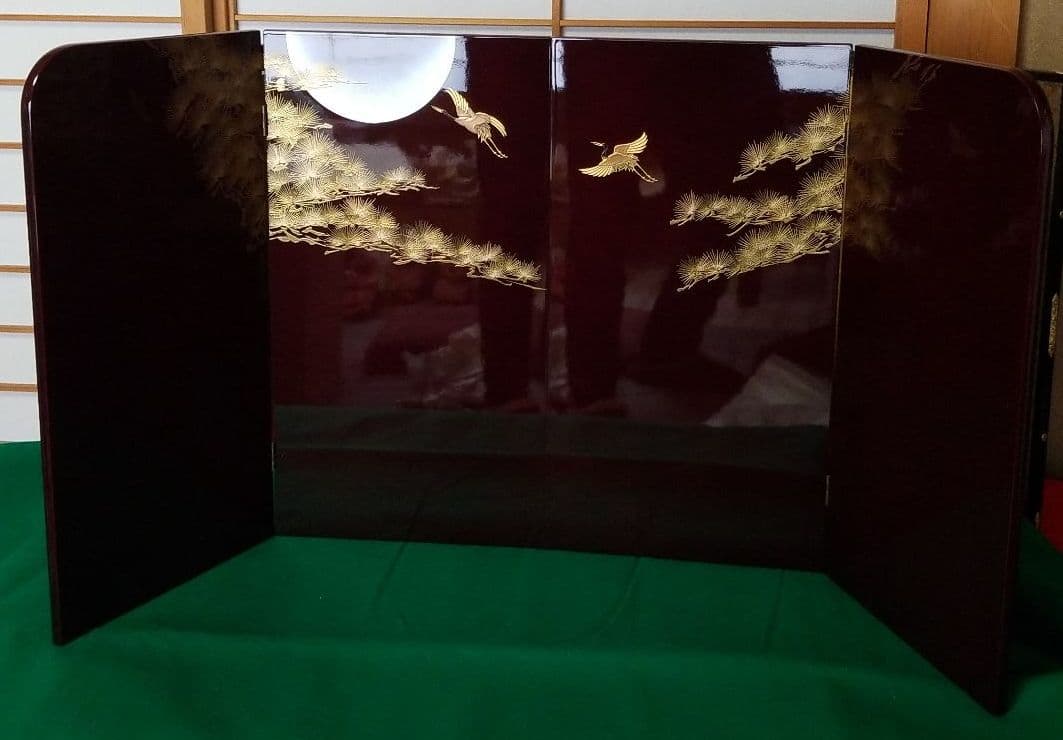 五月人形　屏風　月に松に鶴19号