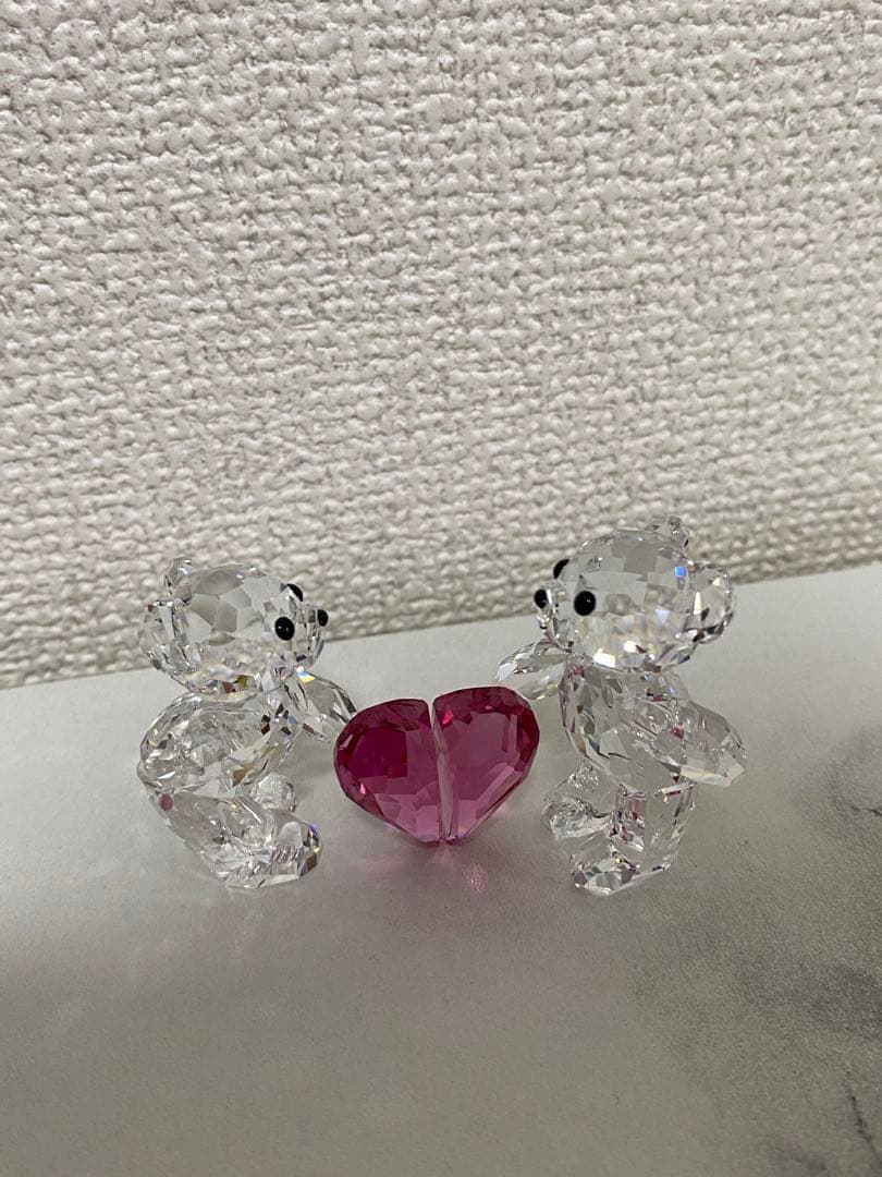 スワロフスキ SWAROVSKI クリスタルクマとハートの置物セット