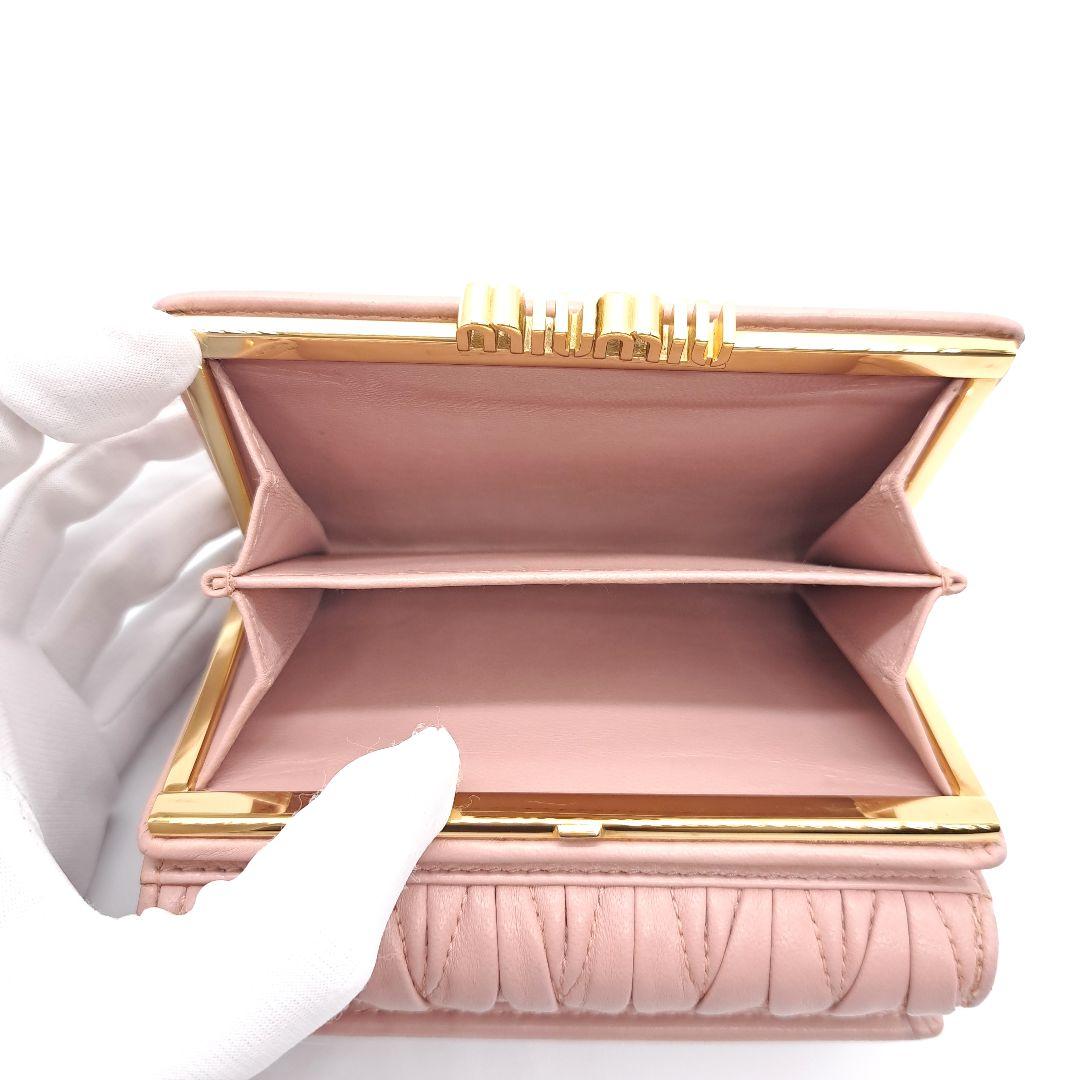 miu miu ミュウミュウ マテラッセ がま口 三つ折り財布 ORCHIDEA
