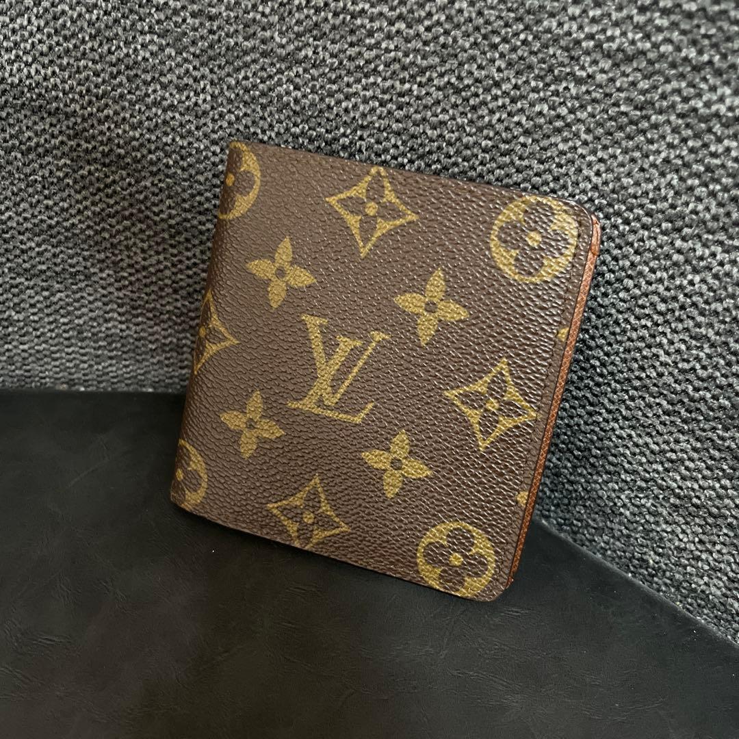 ルイヴィトン☆モノグラム パスケース 札入れ 二つ折り財布 ブラウン