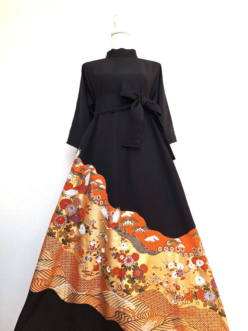 着物リメイクワンピース3685