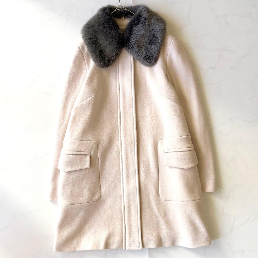 現行モデル✨大きめサイズ46　マックスマーラ　ファーコート　ミドル丈　ベージュ