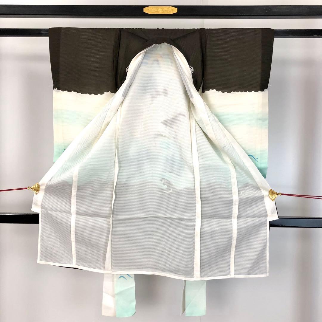 子供着物 お宮参り 夏物 絽 七五三 3歳 祝着 鶴 遠山に城 CK-7362