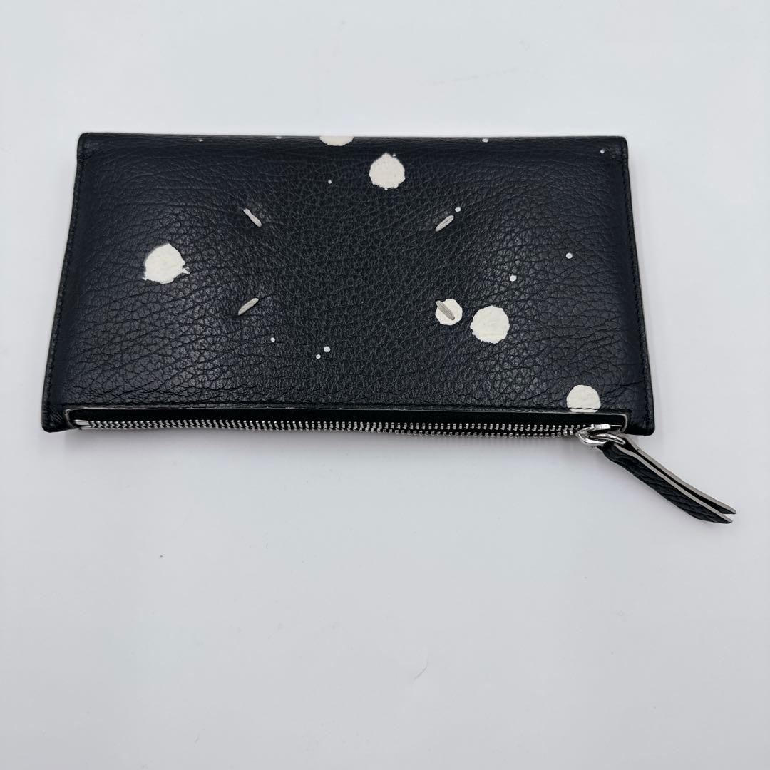 【希少・美品】Maison Margiela 長財布 黒 白 ペイント レザー