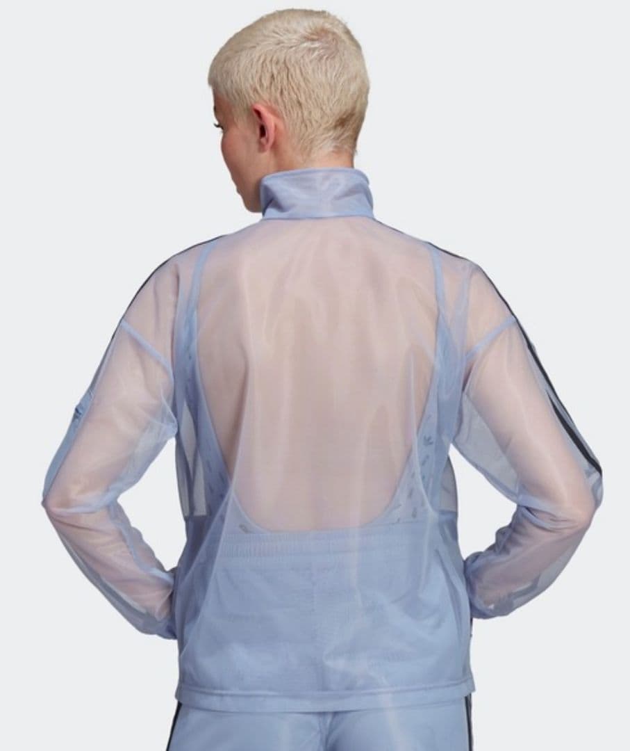 adidas 青 シースルー ジャケット トラックトップ ジャージ レディースL