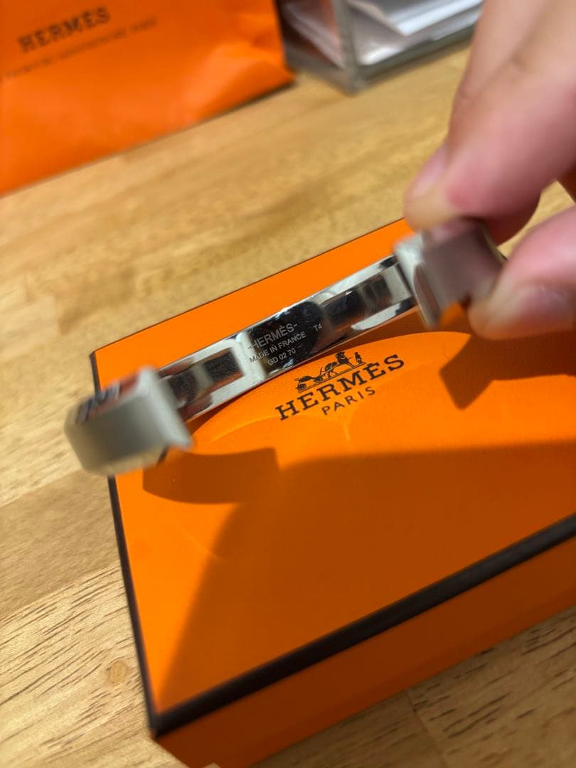 HERMES エルメス シルバー　バングル　ツールボックス　T4