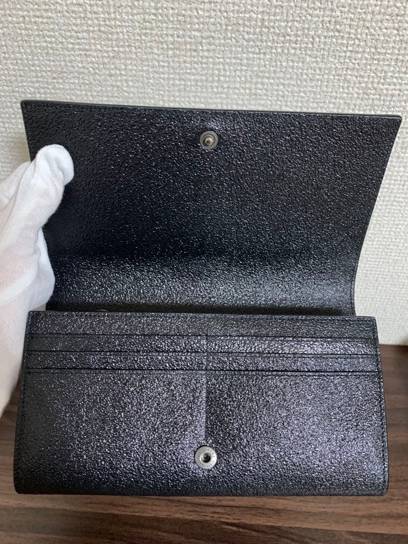 サンローランパリ レザー ロングウォレット 長財布 ブラック 414567