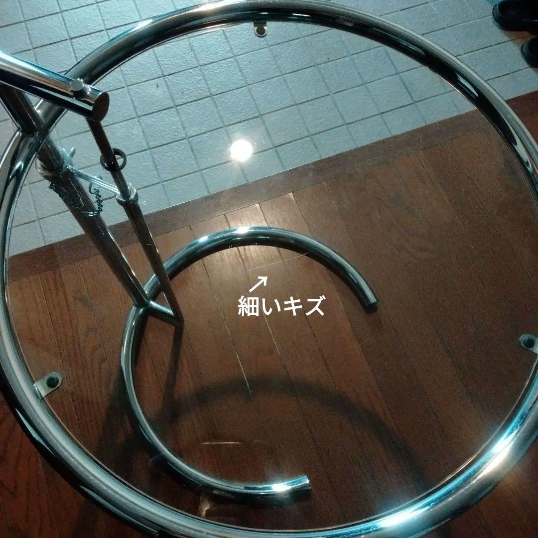 7段階高さ調節☆ガラステーブル☆デザイナーズ☆