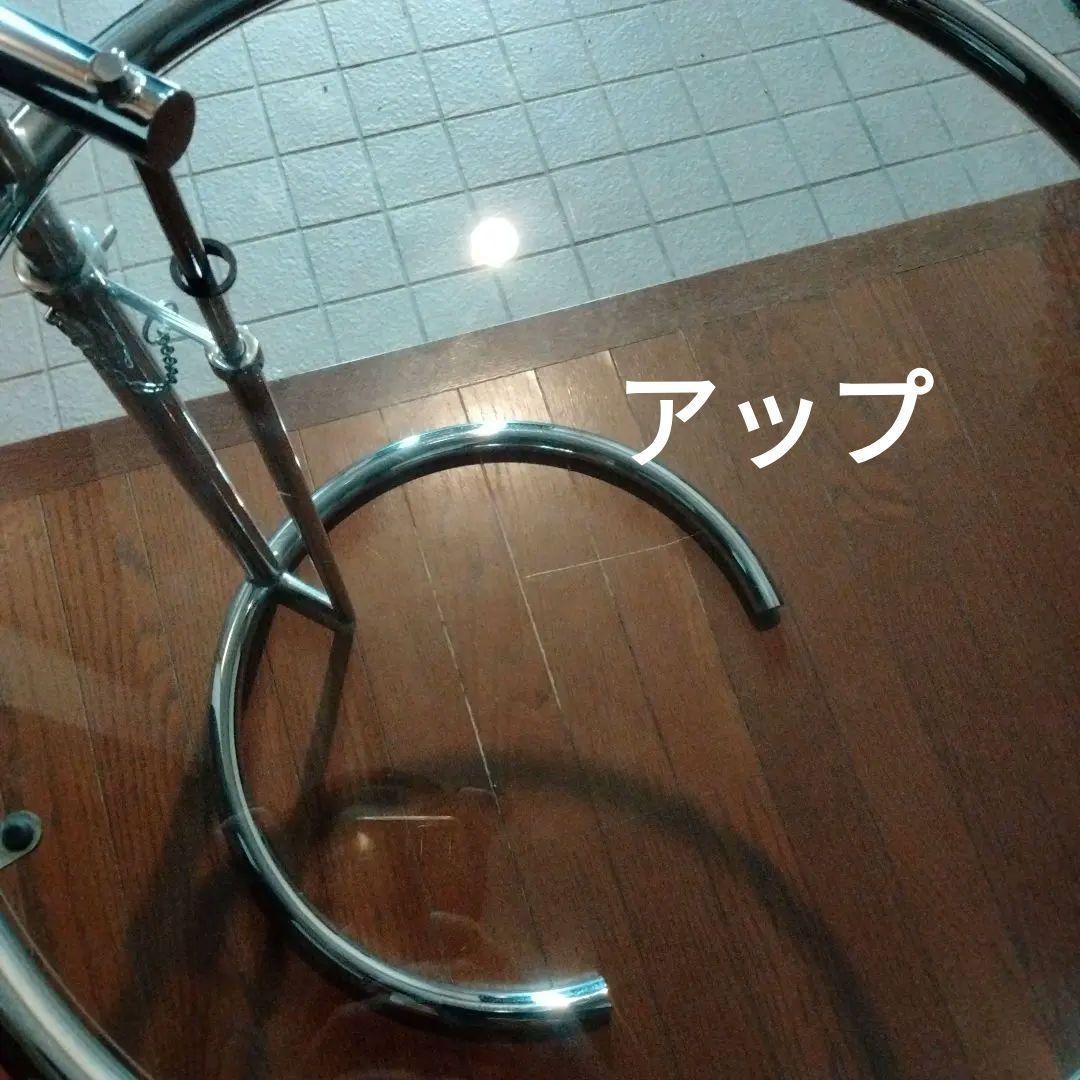 7段階高さ調節☆ガラステーブル☆デザイナーズ☆