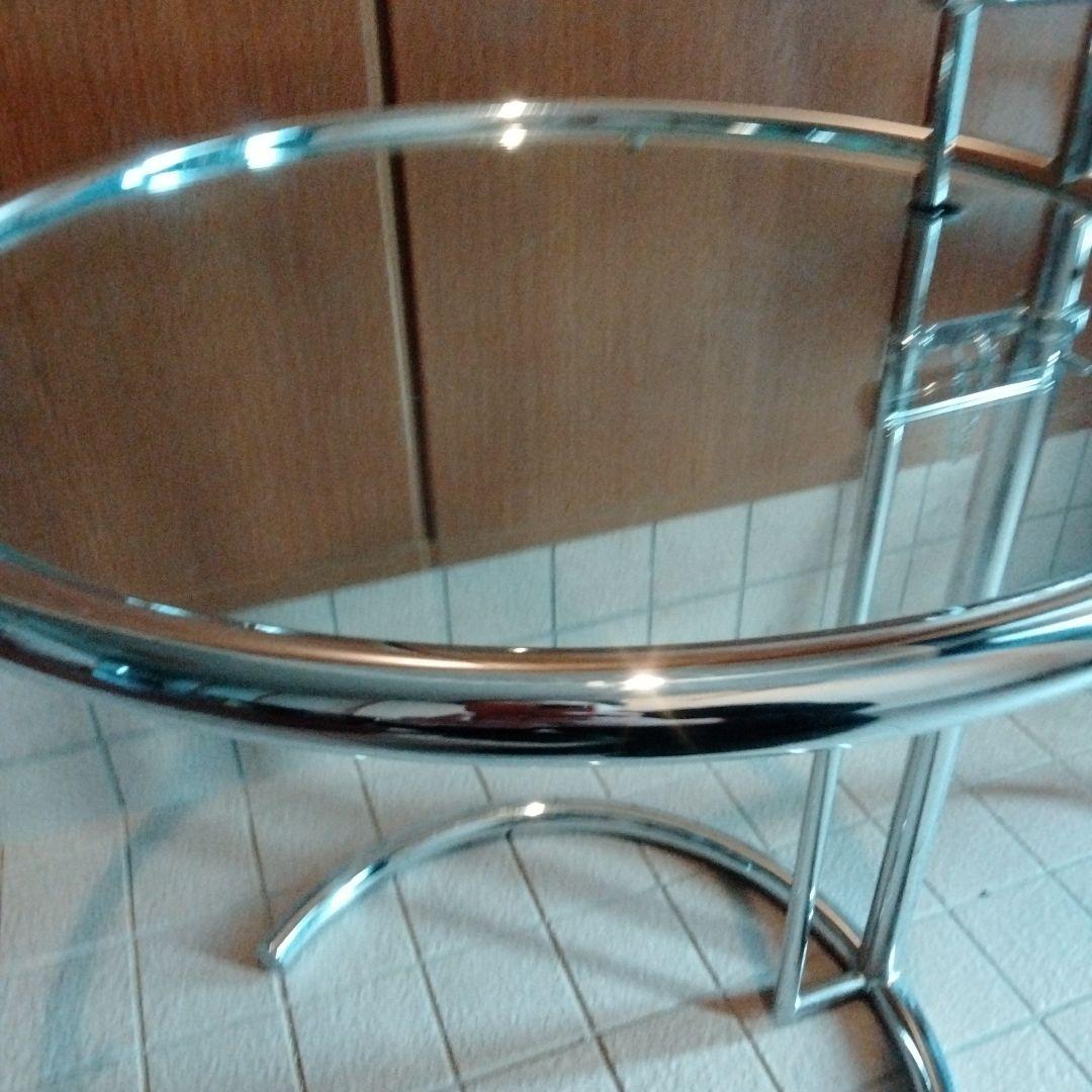 7段階高さ調節☆ガラステーブル☆デザイナーズ☆