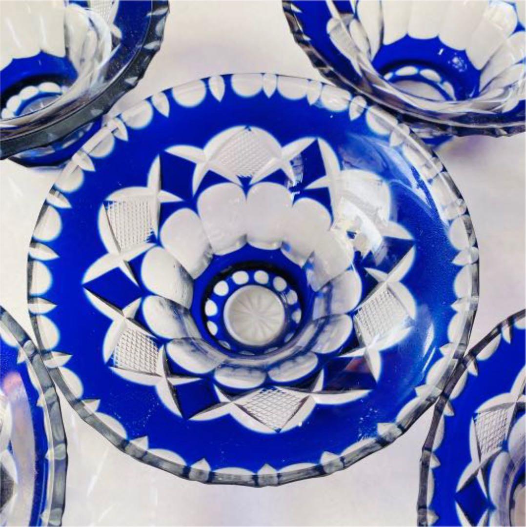 昭和初期　切子　器　江戸切子　氷コップ　ヴィンテージ　5客