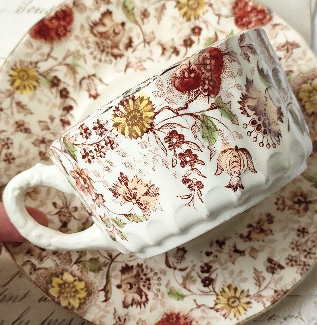 希少　美品　ジョワジールロワ　ショコラカップ　マロン　フランスアンティーク