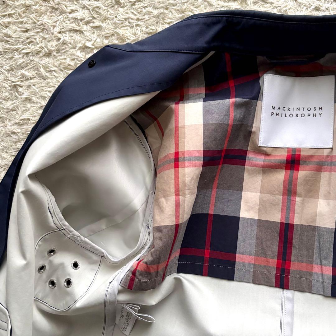 マッキントッシュフィロソフィー ステンカラーコート ゴム引き ネイビー 40