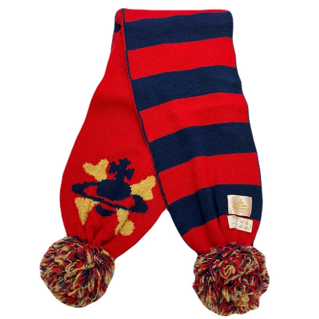 ヴィヴィアンウエストウッド ニット マフラー ボーダー オーブ ポンポン