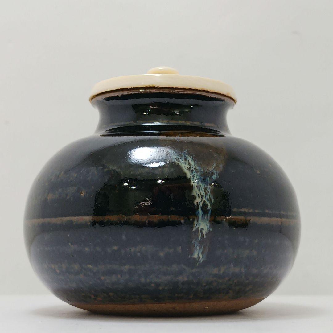 Y2904-5 茶道具 松本鐵山 大名物写 羽室文琳茶入 共箱・仕覆　#13