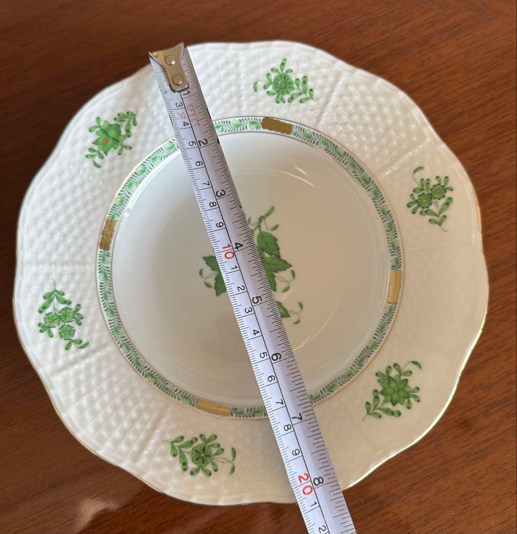 新品 ヘレンド　アポニーグリーン　中皿　スーププレート　約20.5cm ３枚
