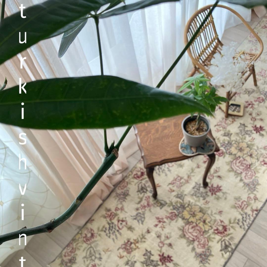 3m超レッドローズ77.5×322くすみイエローランナー　トルコヴィンテージラグ