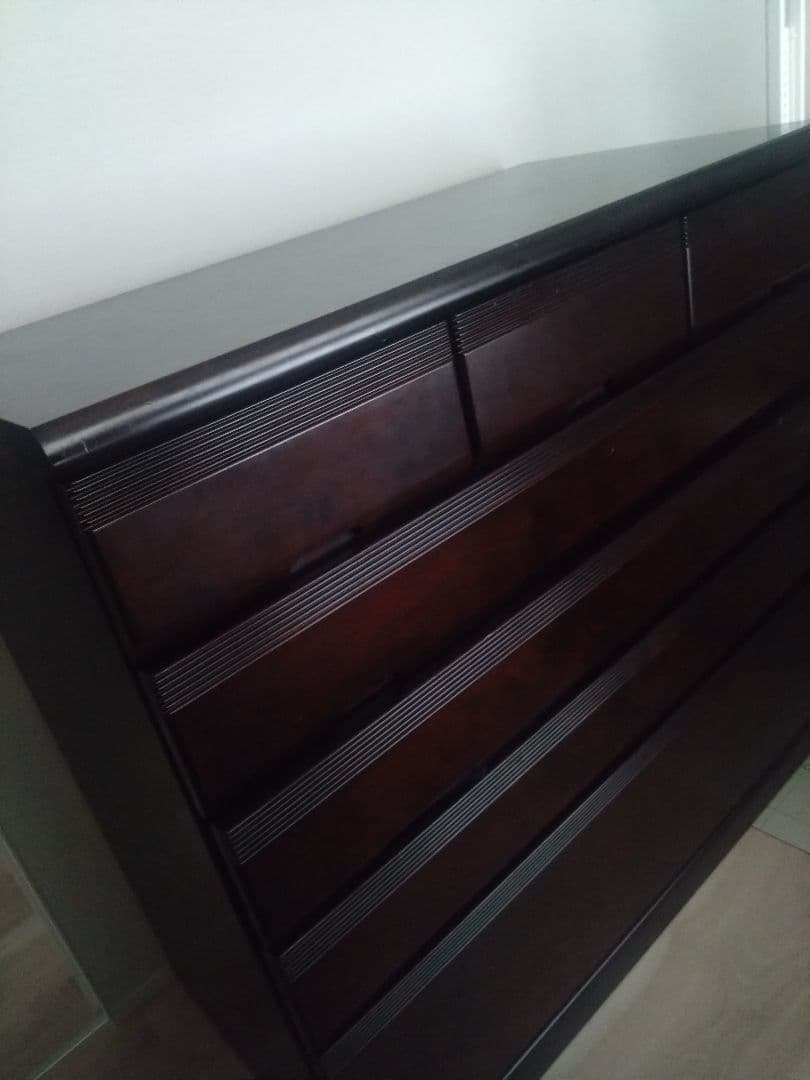 ダークブラウン木製チェスト 5段 桐　大塚家具