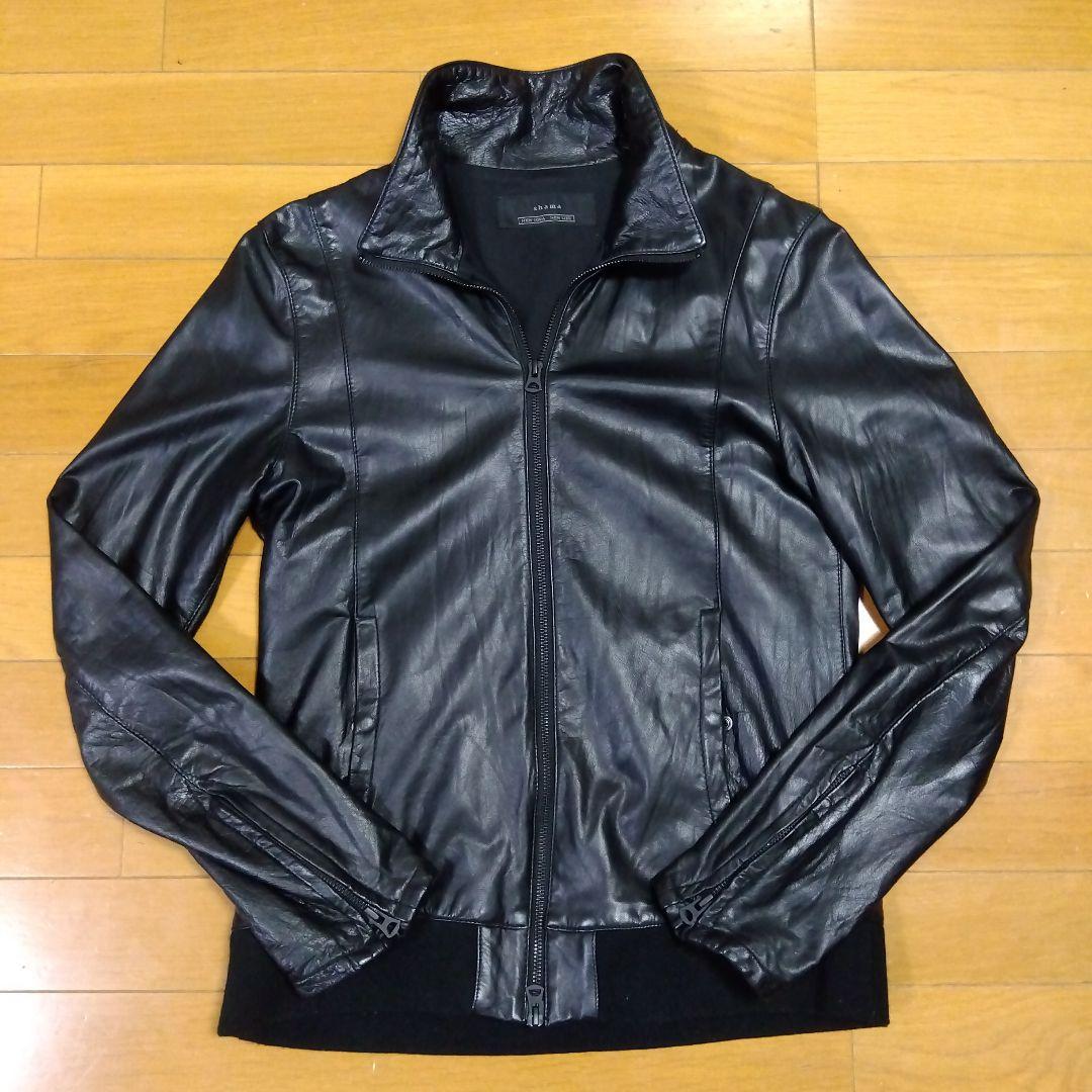【極美品‼️】shama 牛革 レザーシングルライダースジャケット 42サイズ