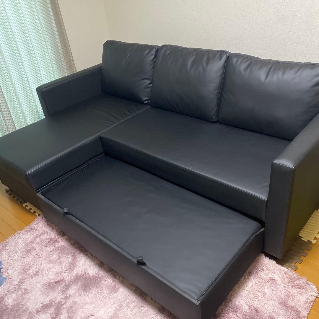 合皮ソファベッド(Nシールド ノアーク BK)