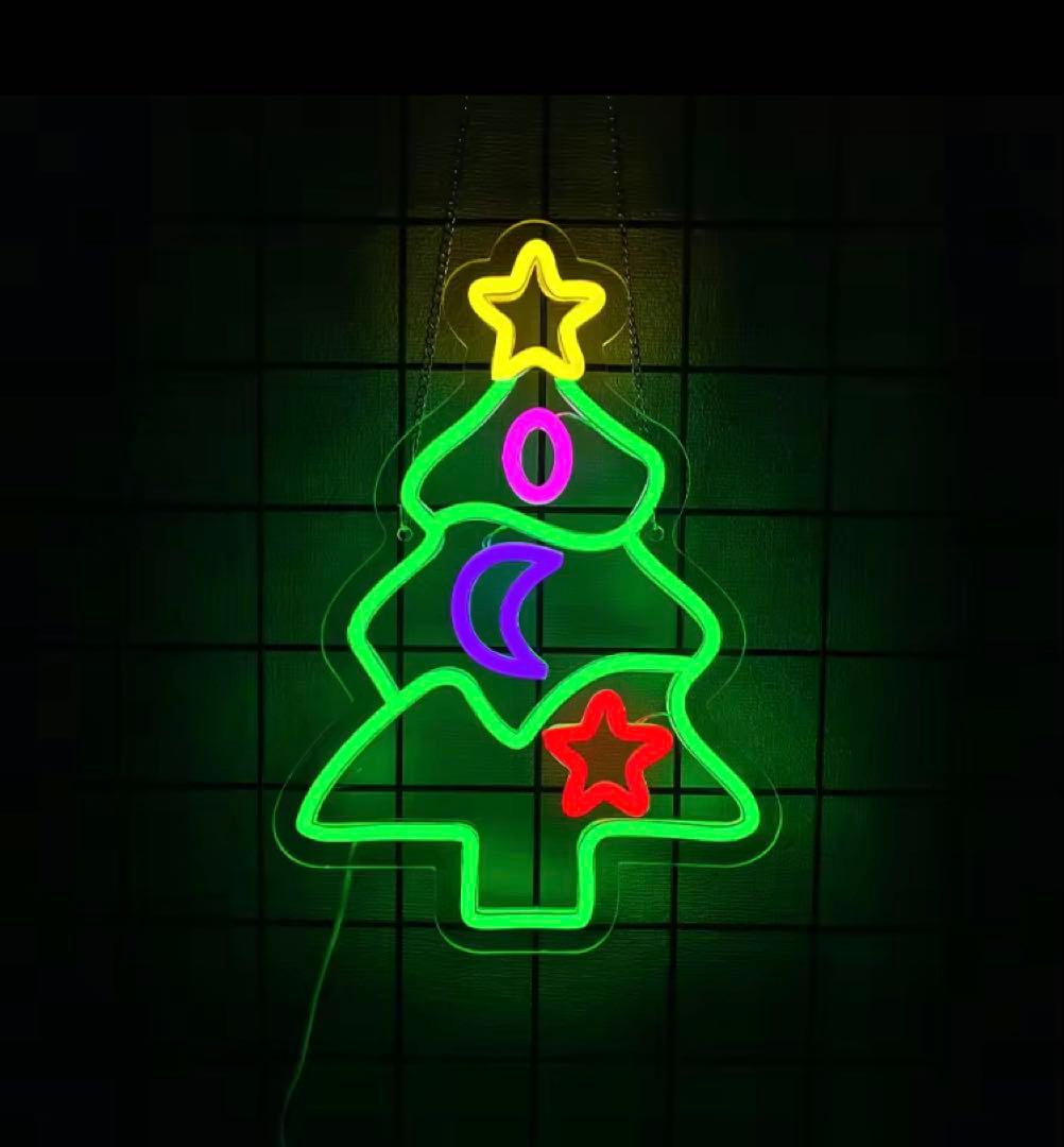 LED ネオンサイン　クリスマス　クリスマスツリー　カラフル