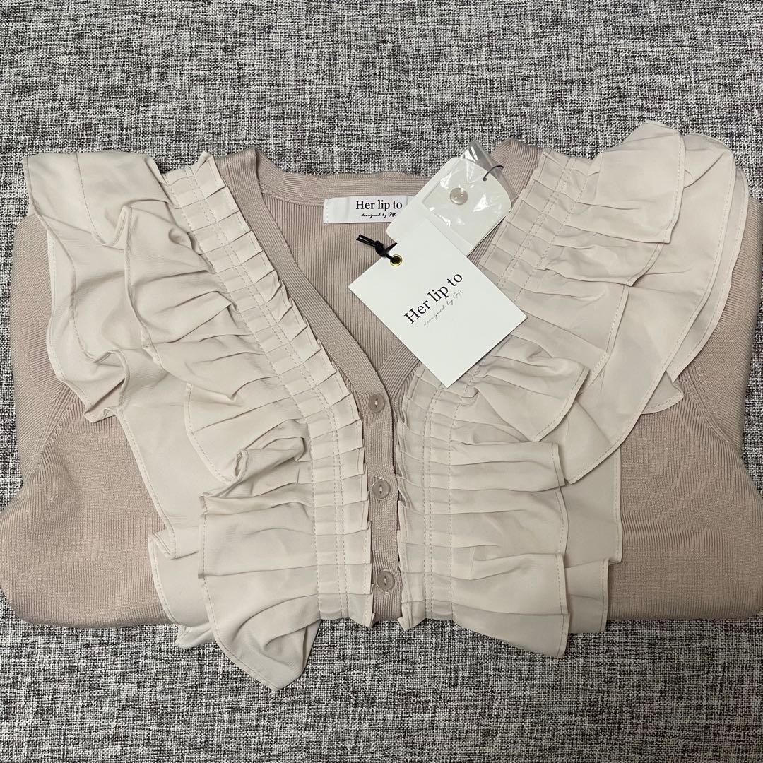トップス herlipto Ruffle Pleated Knit Cardigan